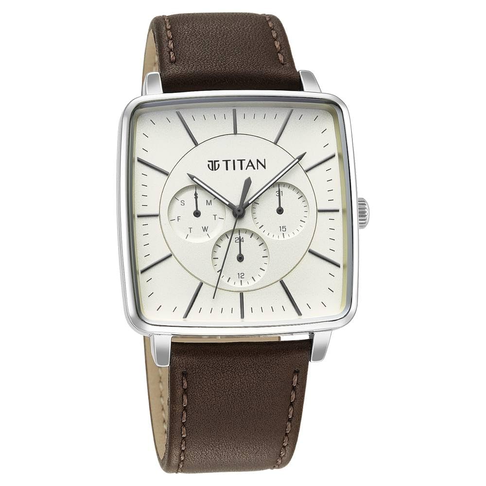 Titan Avant Garde Quartz Multifunction Beige Dial Brown Leather Strap Watch for Men – NT90147SL01 Titan Avant Garde Quartz Multifunction Beige Dial Brown Leather Strap Watch for Men – NT90147SL01