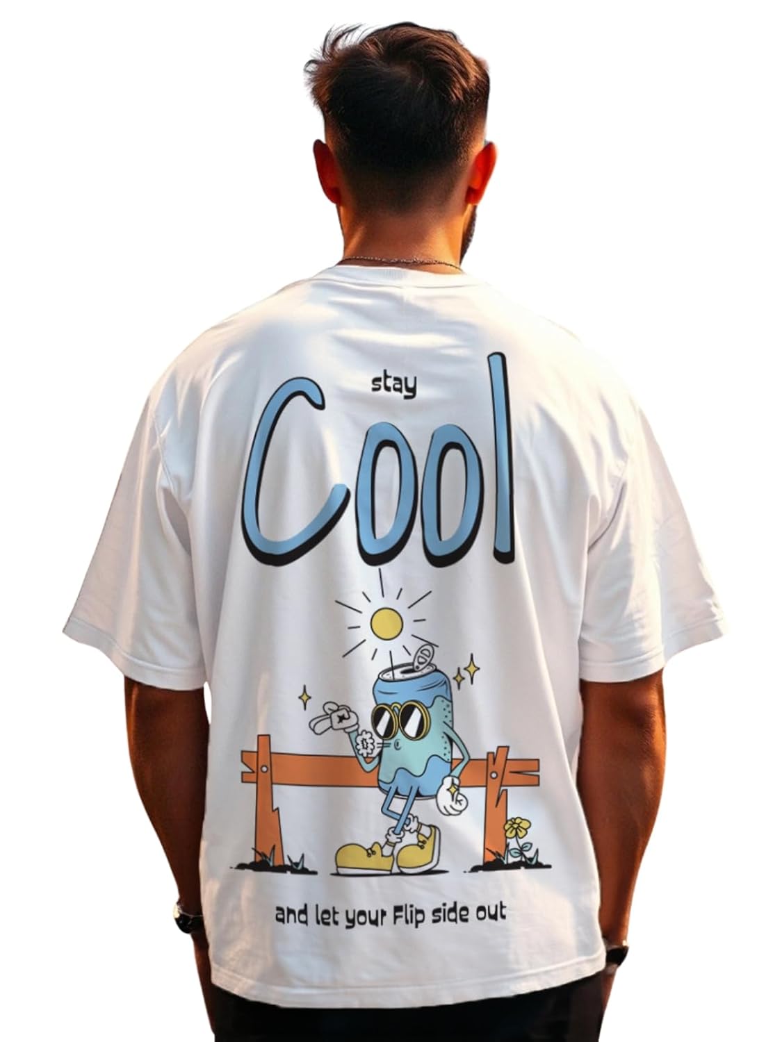 Veirdo Men’s Cotton Oversized Fit® Oversized Baggy Fit Drop Shoulder Cool and Stylish Latest Graphic Printed Design Half Sleeve T-Shirt (Available Sizes: S to 2XL)