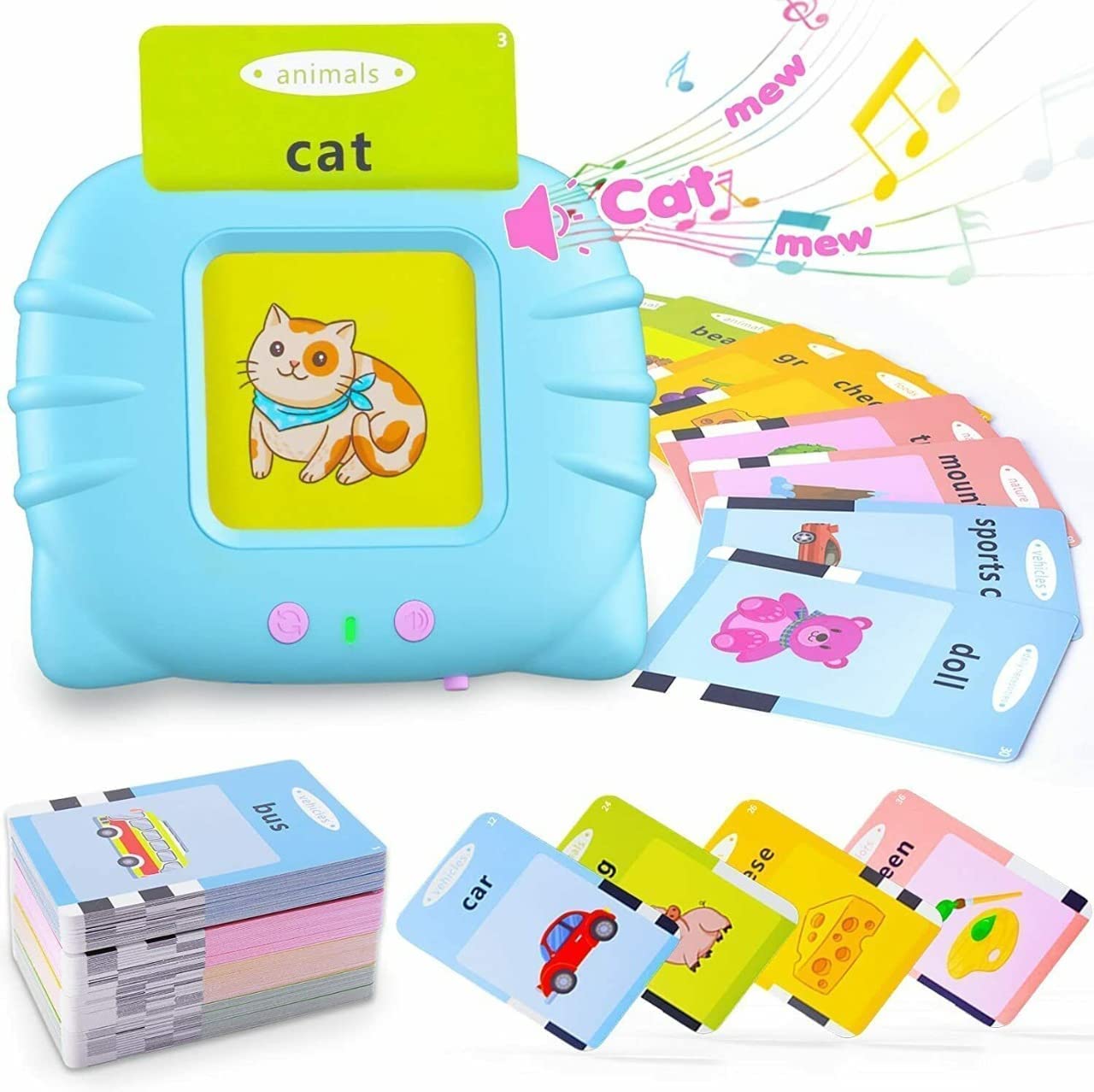 Storio Montessori Talking Flash Cards for Kids 2-5 Years | Rechargeable Educational Learning Toy for Toddlers | Cognitive Language Skills Builder for Boys & Girls | Sound Flashcard Device for Babies