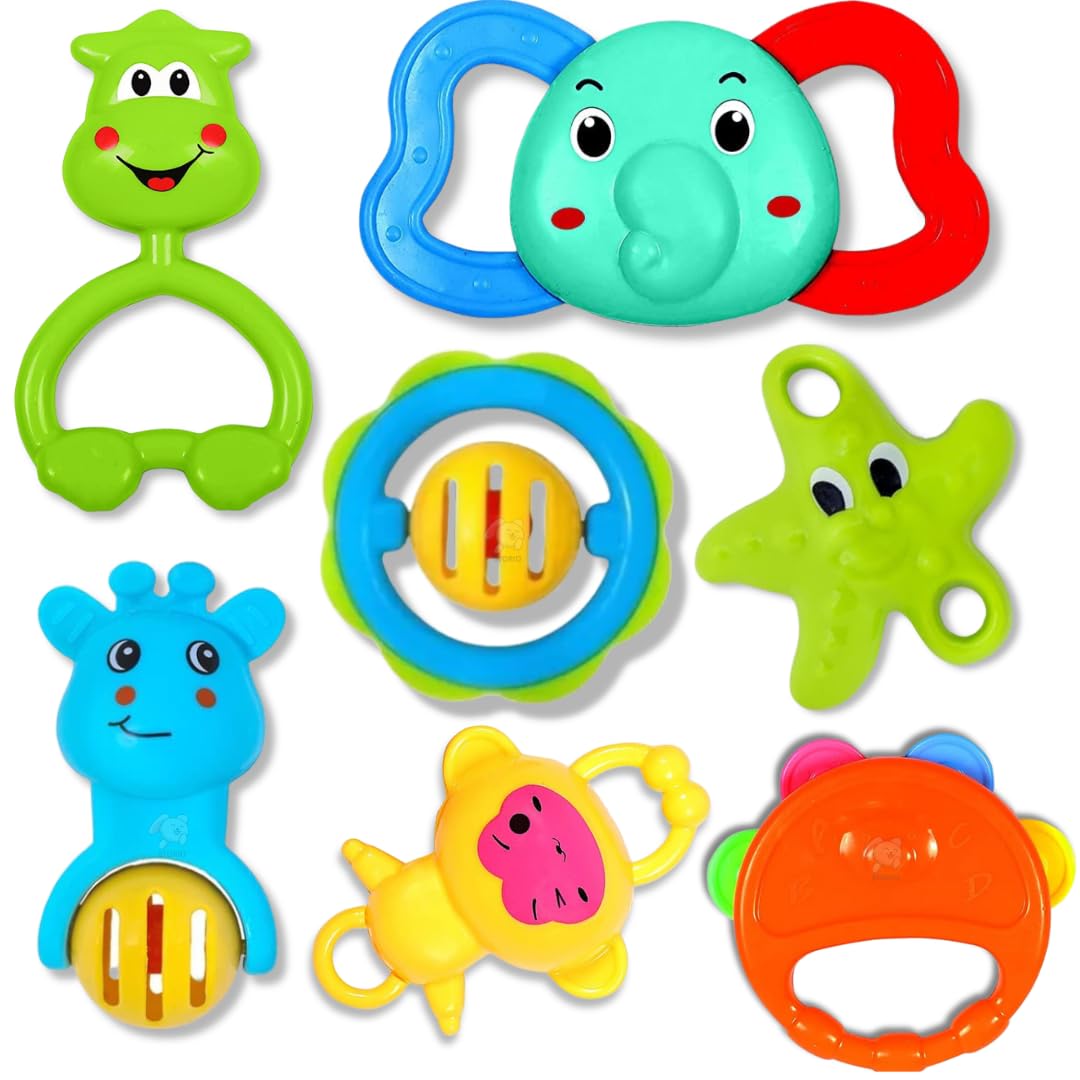 Storio Baby Products Toys 7 Pcs Rattle Set with Teathers for New Born Baby Gifts, Toy for Babies, Non-Toxic Storio Baby Products Toys 7 Pcs Rattle Set with Teathers for New Born Baby Gifts, Toy for Babies, Non-Toxic