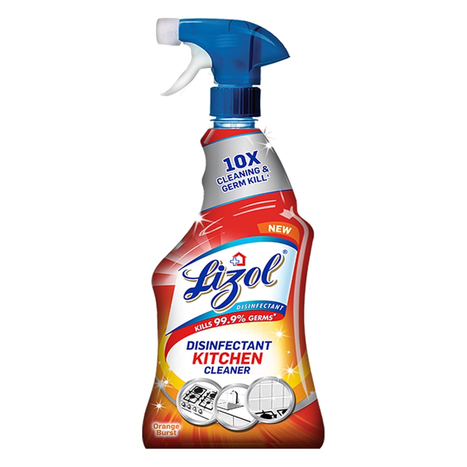 Lizol Kitchen Cleaner Spray – 450 ml | Suitable for all Kitchen Surfaces, Gas Stove, Countertop, Tiles, Chimney and Sink | Kills 99.9% germs