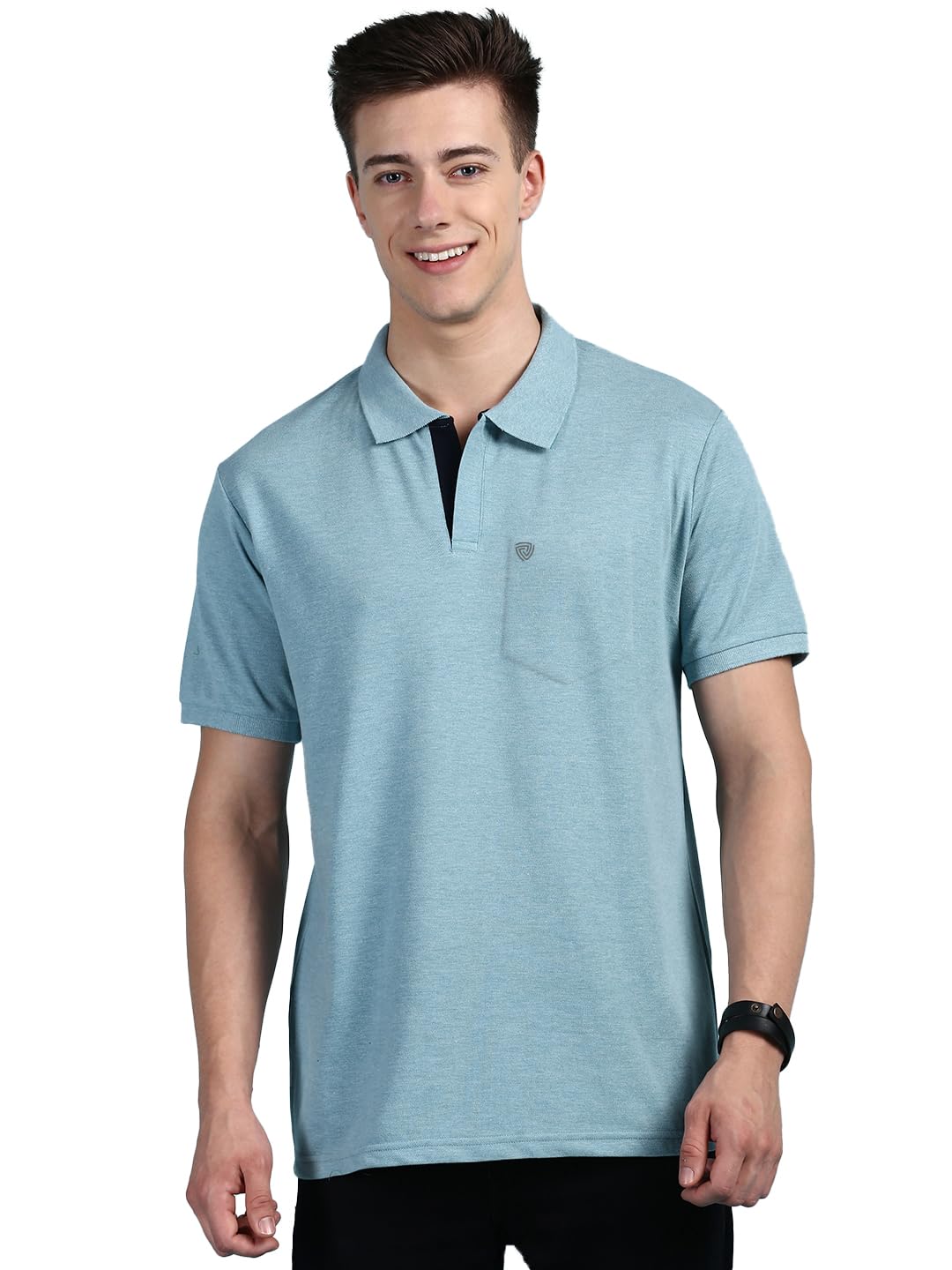 Lux Cozi Men’s Half Sleeve Soild Casual Regular Fit T-Shirt with Chest Pocket | Polo Tshirt for Men