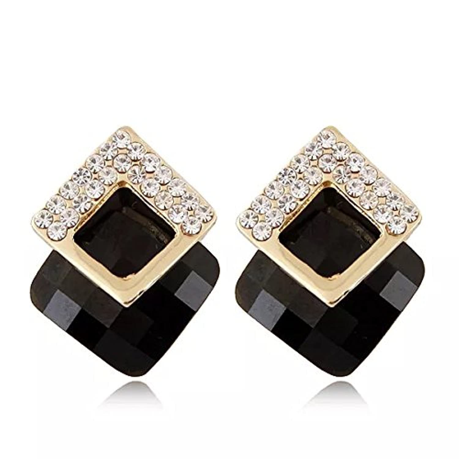 Shining Diva Fashion 18k Gold Plated Austrian Crystal Earrings for Women & Girls | Luxury Rhinestone Square Italian Designer Earrings | Latest Stylish Fancy Zircon Party Earring