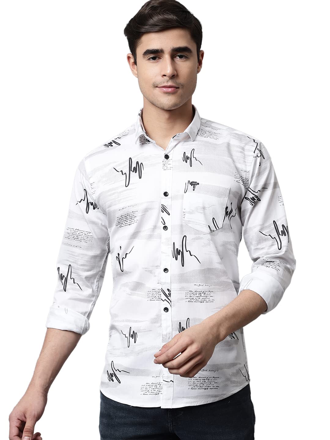 Majestic Man Men’s Cotton Slim Fit Printed Casual Shirt