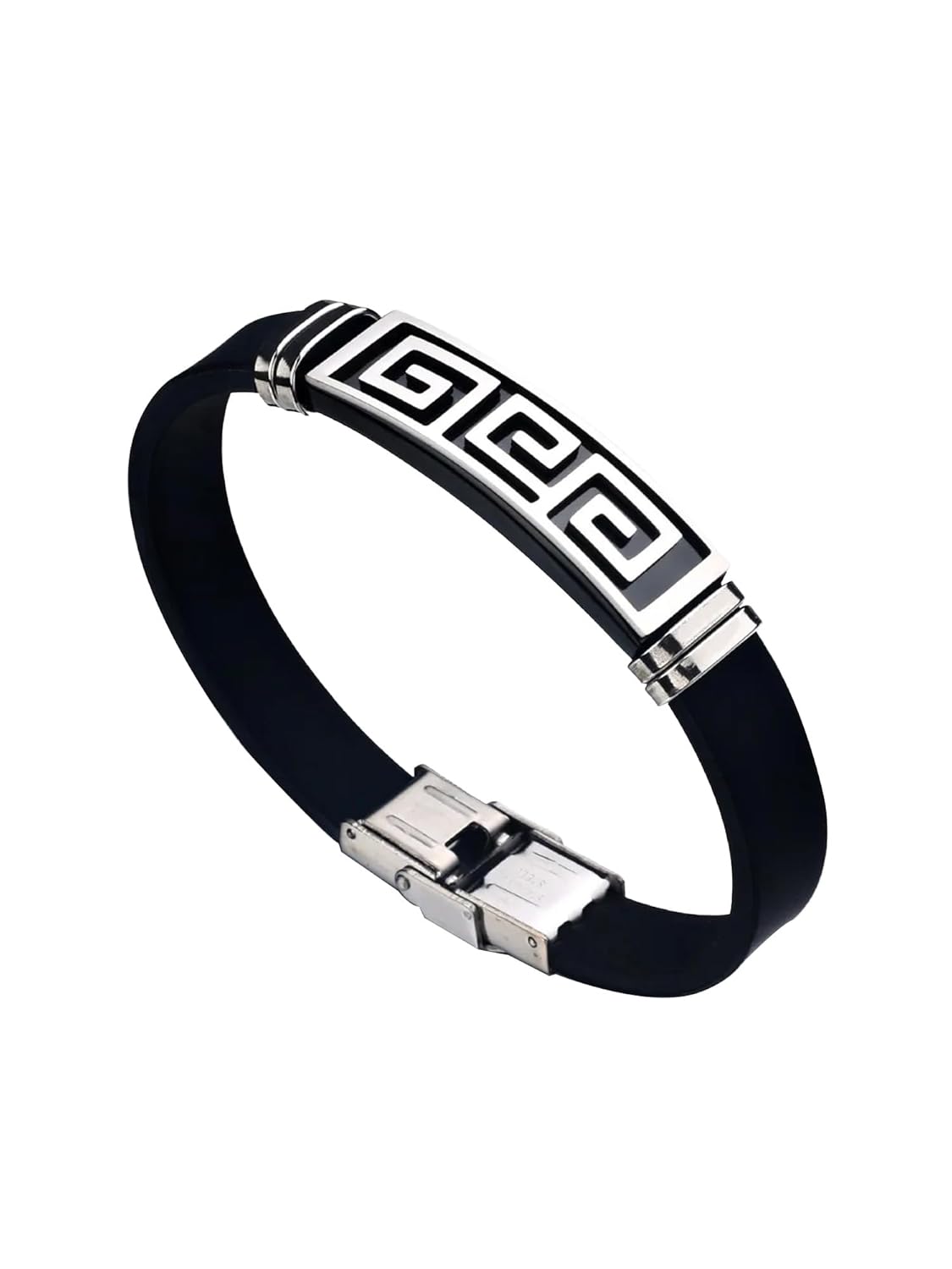 Yellow Chimes Bracelets for Men and Boys | Fashion Black Silicon Bracelet for Men | Stainless Steel Classic Retro Style Wristband Bracelet| Birthday Gift for Men & Boys Anniversary Gift for Husband