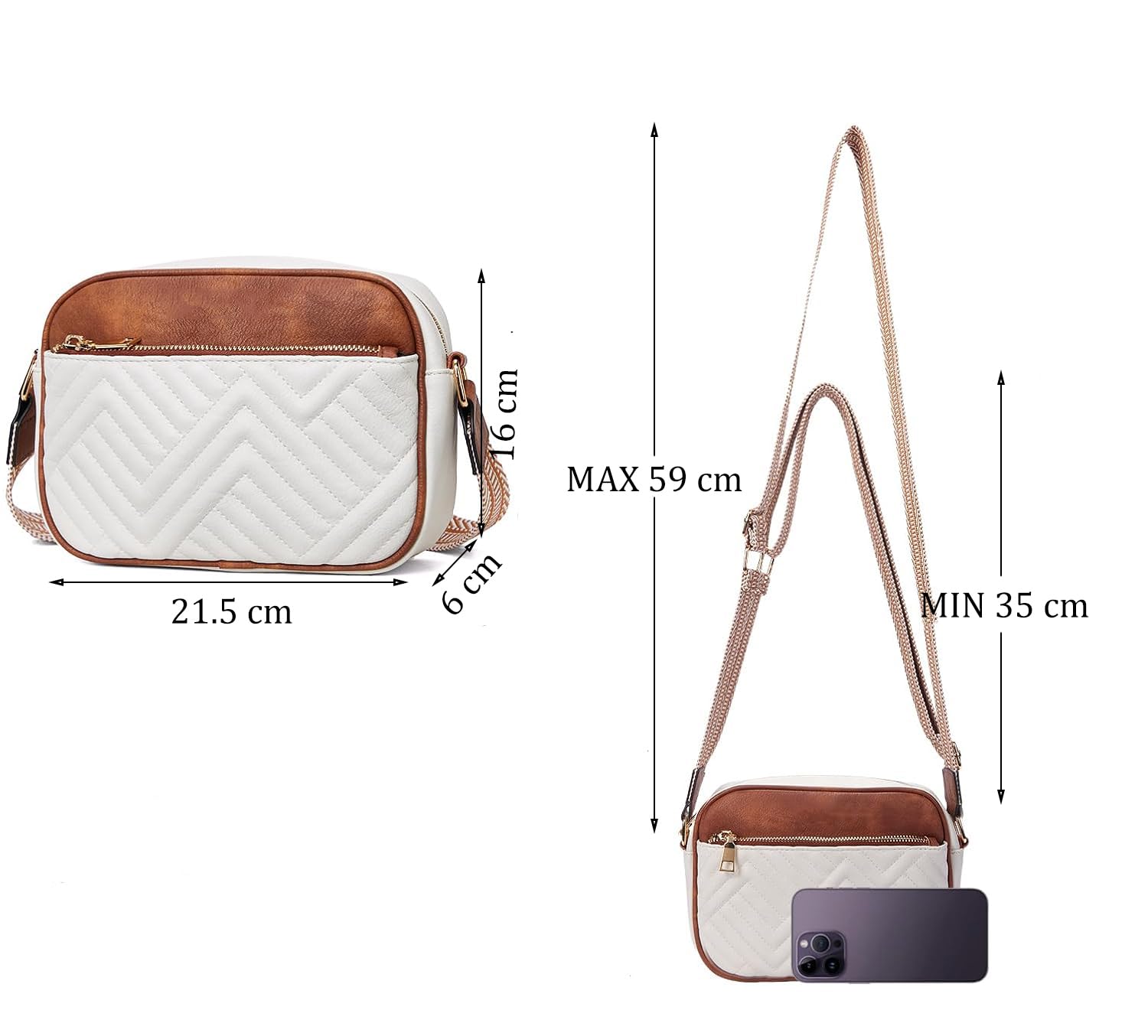 INOVERA (LABEL) Faux Leather Sling Bag for Women – Girls Travel Crossbody Bags with Adjustable Strap – Ladies Shoulder Purse Stylish Handbag
