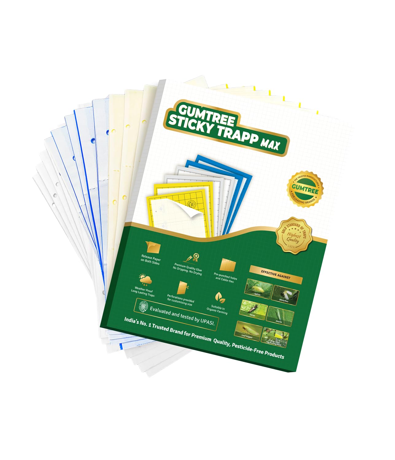 Gumtree Yellow Sticky Traps Max – 20 Pack | Non-Toxic Pest Glue Trap for Aphids, Thrips, Whiteflies, Jassids | Chemical-Free Insect Control for Farms, Gardens, Greenhouses, Indoor/Outdoor Crops