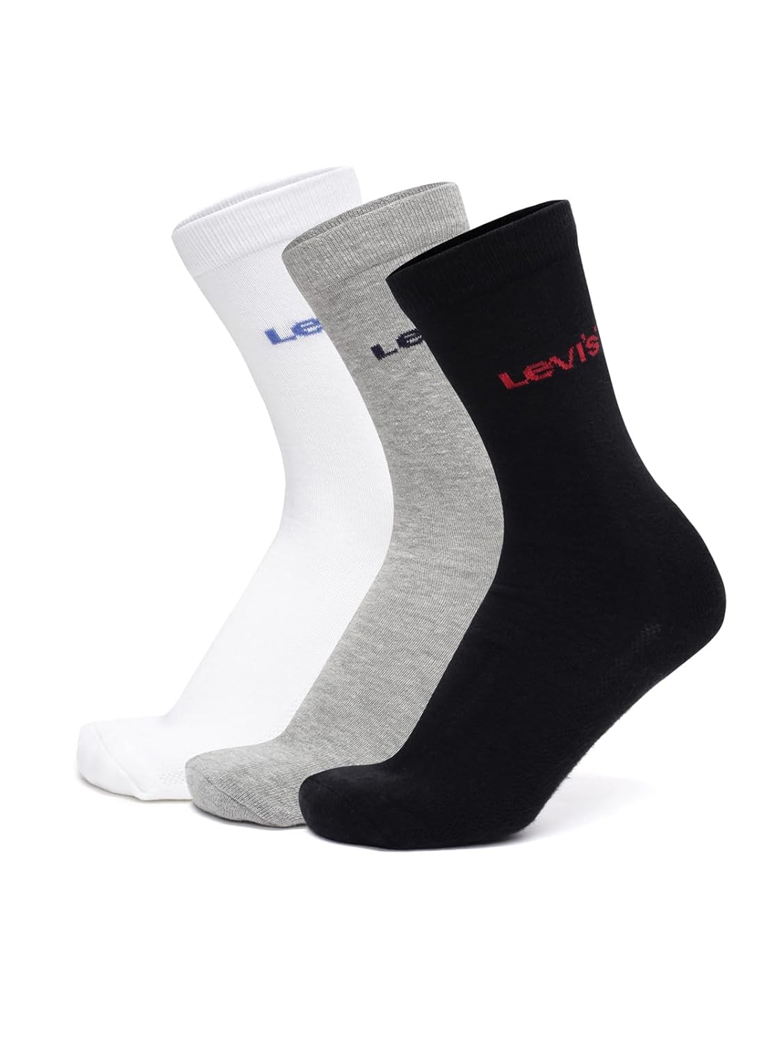 Levi’s Men’s Cotton Stretch Crew Length Half Terry Socks with Cushioned Sole (Pack of 3)