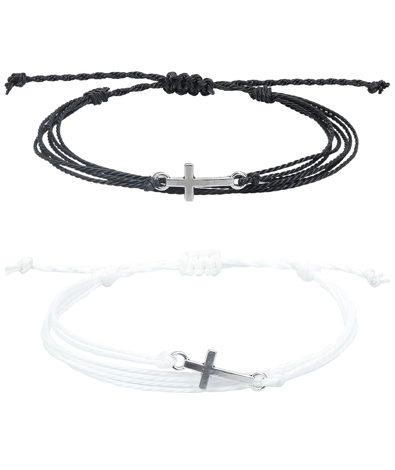 2 Pack Adjustable Cross Stylish Rope String, Rope Bracelet for Men and Women Used as a Lucky Protection and Religious Belief
