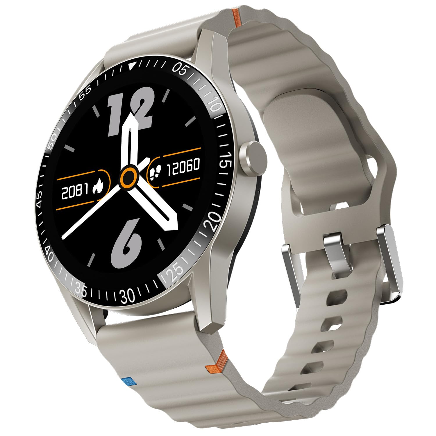 Fire-Boltt Talk Bluetooth Calling Smartwatch, 1.39″ TFT Display with Dual Button, Hands On Voice Assistance, 120 Sports Modes, in Built Mic & Speaker (Talk, Beige)