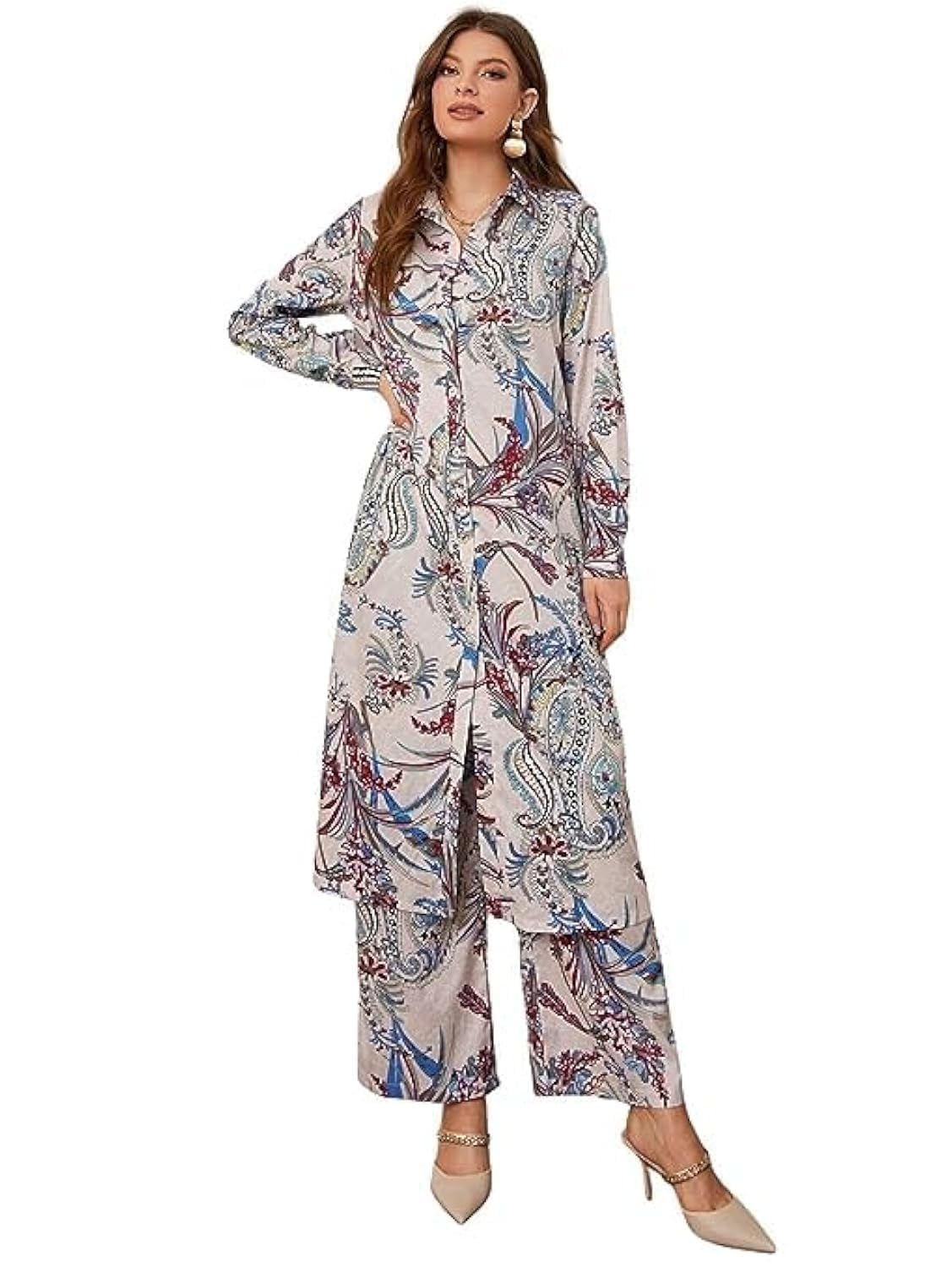 LERIYA FASHION Paisley Printed Kurta-Set for Women – Viscose Rayon Printed Kurta & Straight Pant | Festive Ethnic Indian Traditional Outfit for Functions & Puja | Lightweight Two Piece Dress for Beach & Holiday Look