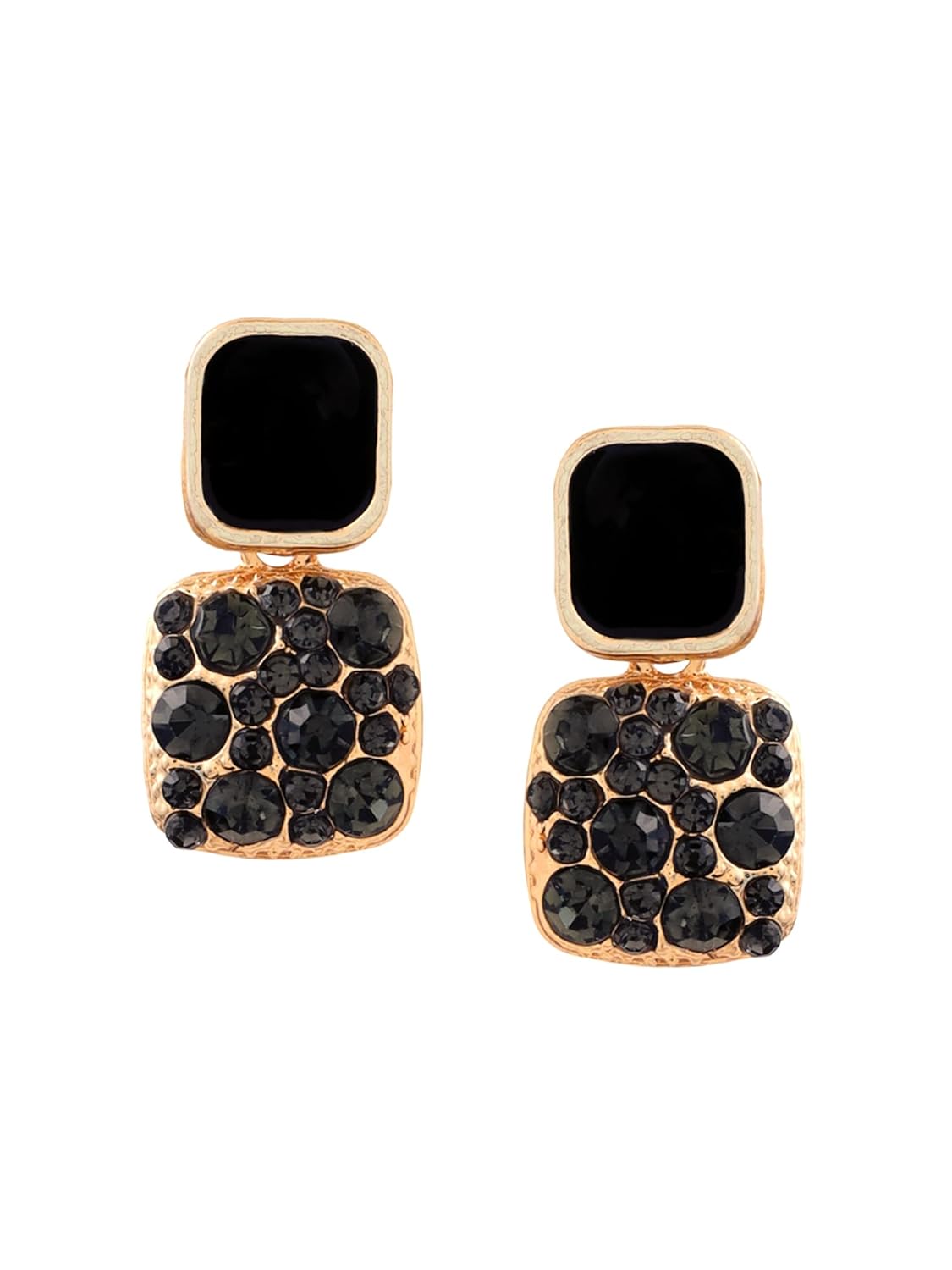Yellow Chimes Fashion Women Earrings | Gold Toned Black Color Crystal Earrings Yellow Chimes Fashion Women Earrings | Gold Toned Black Color Crystal Earrings
