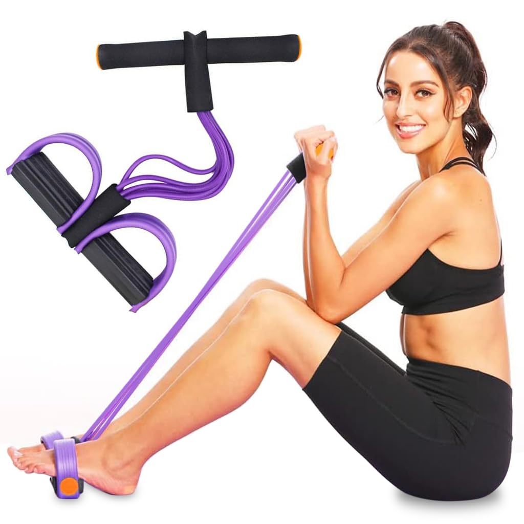 Proberos® 6-Tube Natural Latex Tension Rope Resistance Band Set for Workout, Home Gym & Stretching, Durable NBR Material, Non-Slip Foam Pedals & Handles, Portable Fitness Equipment for Men & Women