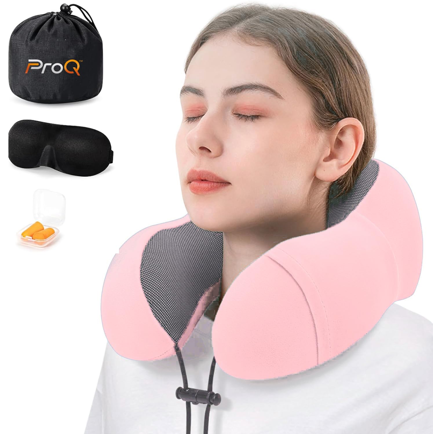 Neck Pillow for Travelling – Travel Pillow for Flights – Memory Foam Neck Pillow – Travel Neck Rest Pillows – Traveling Pillow for Men, Women Travelling Accessories, Lightweight, Portable, Peach