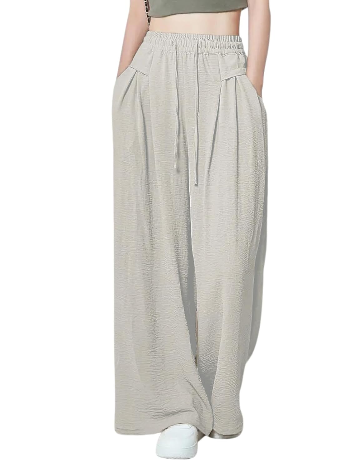 GRECIILOOKS High Waist Polycotton Trousers for Women – Flared Parachute Pants with Side Pockets | Casual Travel Cargo Pants (Available in Plus Size and Value Pack) GRECIILOOKS High Waist Polycotton Trousers for Women – Flared Parachute Pants with Side Pockets | Casual Travel Cargo Pants (Available in Plus Size and Value Pack)
