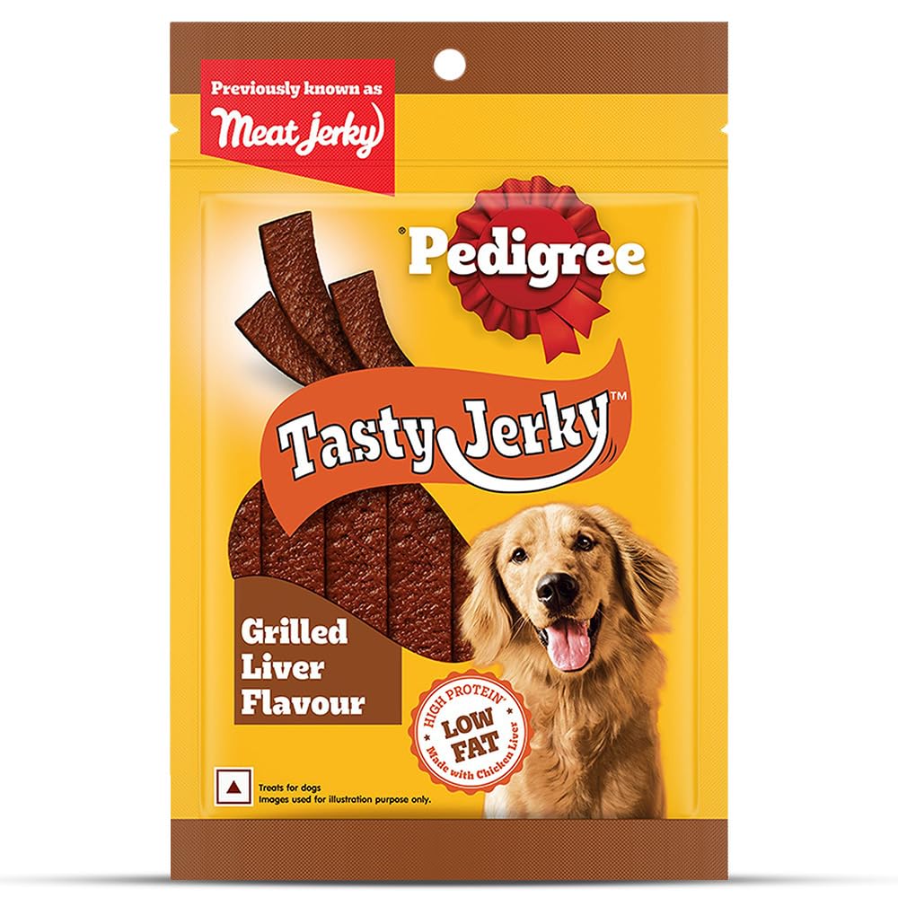 Pedigree® Tasty Jerky™ Dog Treat, Grilled Liver Flavour, 70 g, Jerky-Style Treats for Bonding, Low-Fat and Rich-Protein* Dog Treats