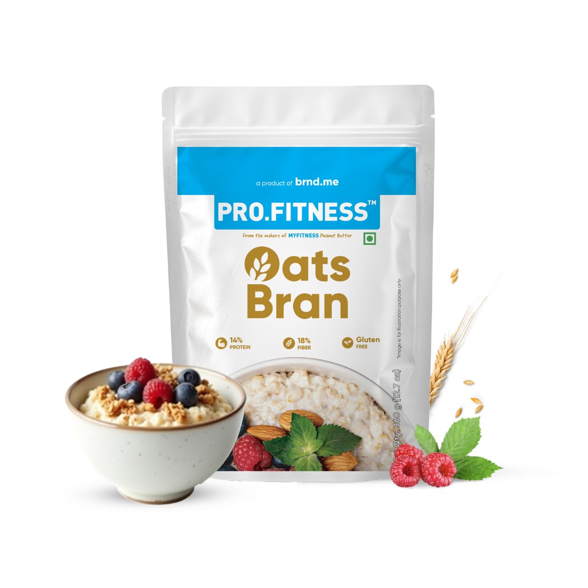 PRO.FITNESS Oats Bran 360g | 14g Protein & 18g High Fiber | Nutritious & Healthy Breakfast Cereal (from makers of MyFitness peanut butter)