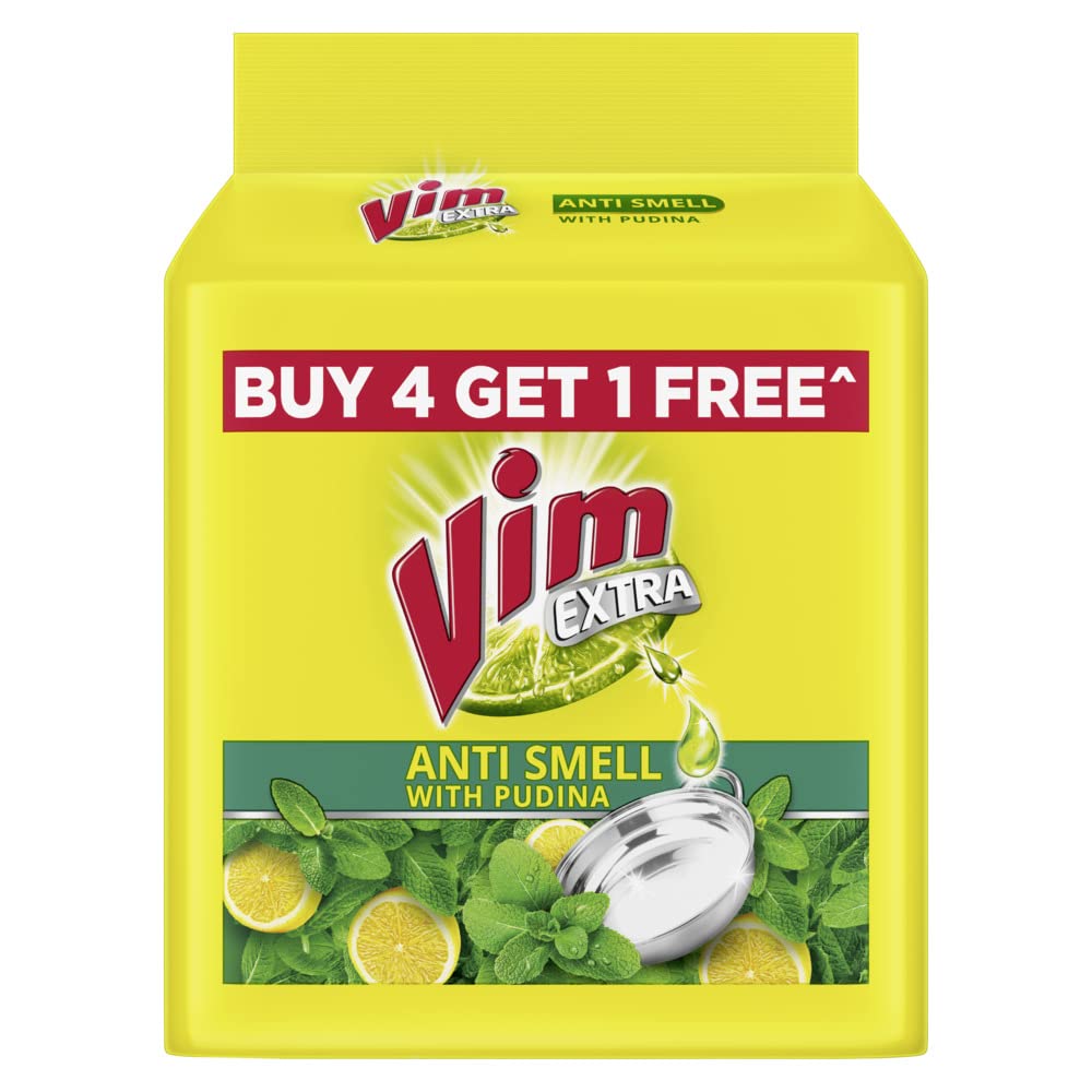Vim Pudina Fresh Dishwash Bar || 190 g (Buy 4 Get 1 Free) Vim Pudina Fresh Dishwash Bar || 190 g (Buy 4 Get 1 Free)