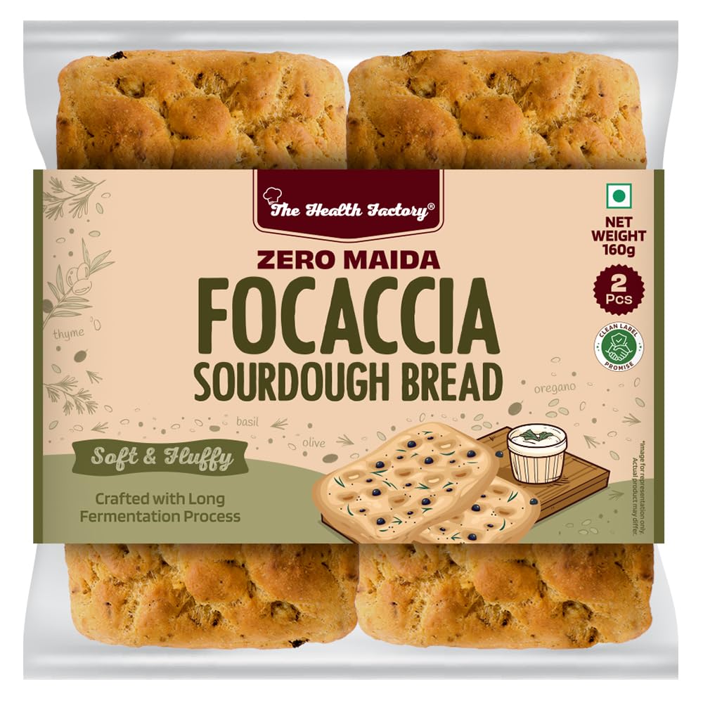 The Health Factory Zero Maida Focaccia Sourdough Bread,160 gm