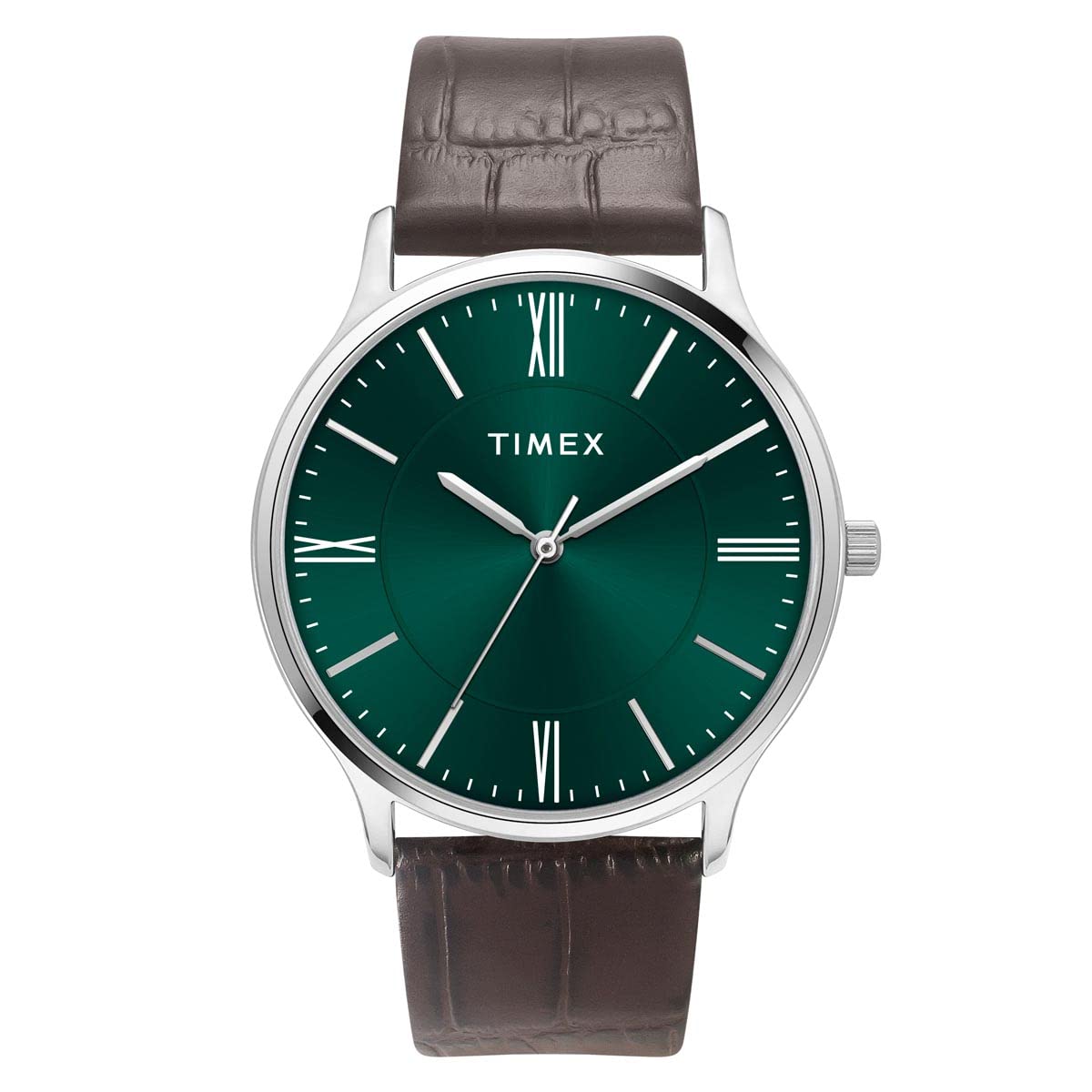 TIMEX Analog Watch for Man with Green Round Dial & Brown Leather Strap Band Water Resistant Men’s Wrist Watches – TWTG105SMU07