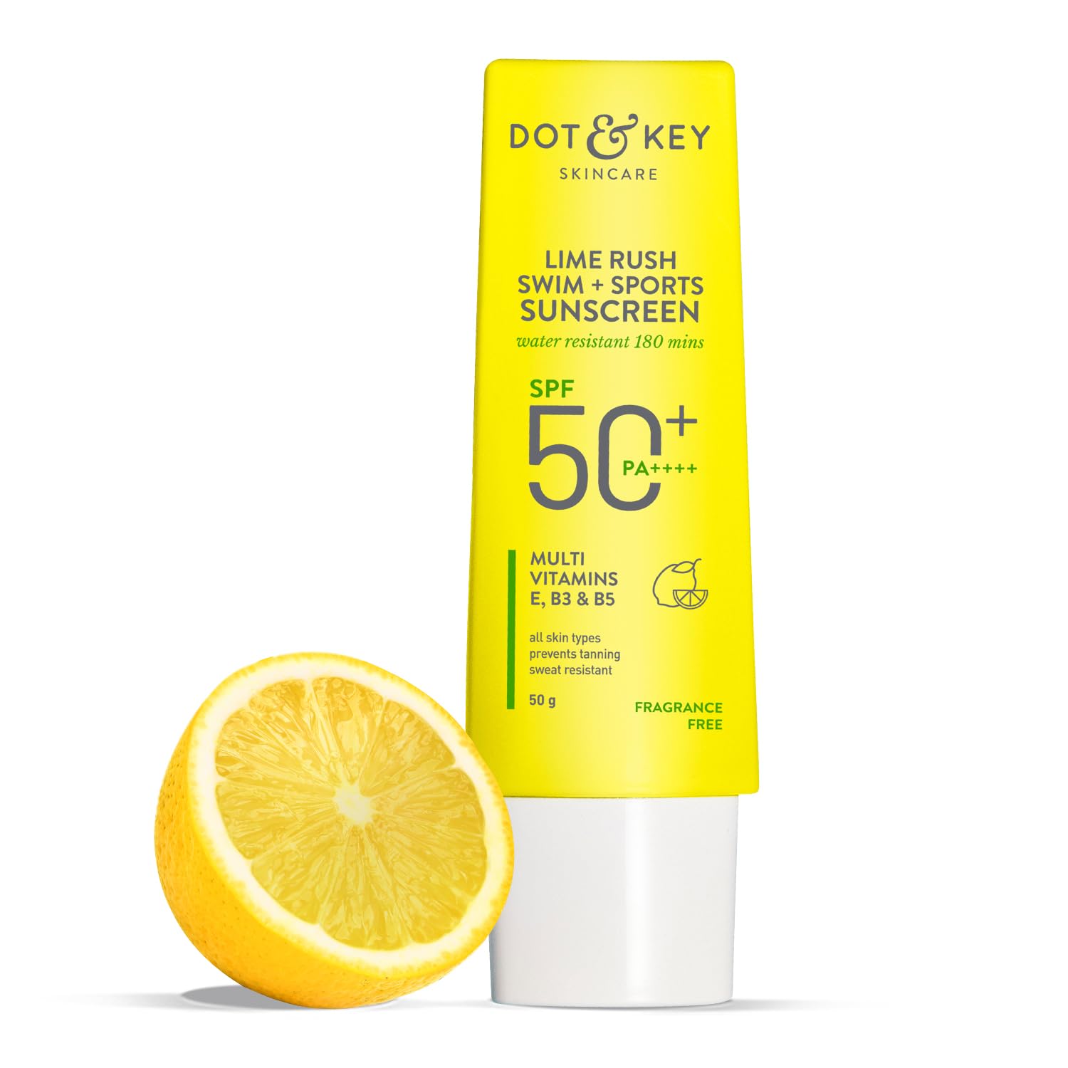 Dot & Key Lime Rush Swim + Sports Sunscreen SPF 50 PA++++ | Water Resistant & Sweat Resistant Sunscreen | UV/UVA Protect | No White Cast | Prevents Tan | For All Skin Types | For Women & Men