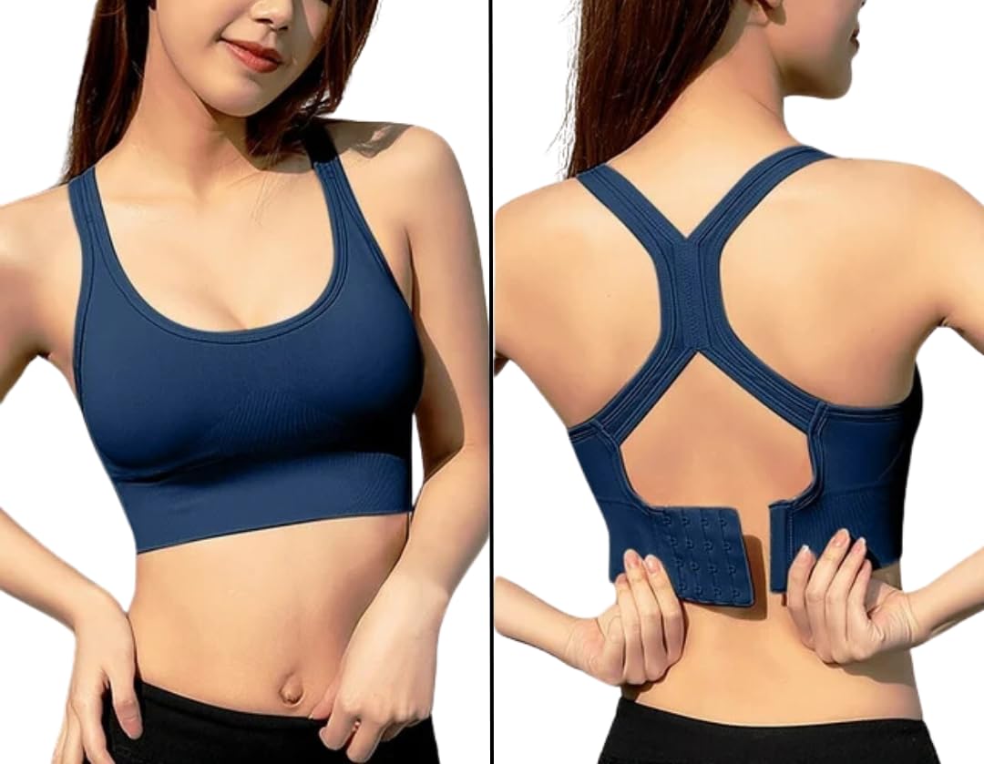 GLAMORAS Women’s Nylon Spandex Padded Non Wired Racer Back Sports Bra for Gym, Cardio, Zumba and Yoga | Everyday Active Wear for Girls | Size M to 2XL