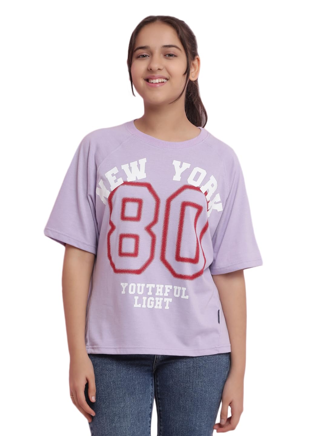 Li’l Tomatoes Girls Typography Regular Fit Half Sleeve Cotton Top