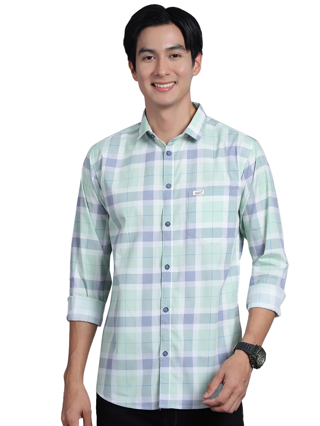 Majestic Man Men Box Checkered Slim Fit Cotton Casual Shirt Majestic Man Men Box Checkered Slim Fit Cotton Casual Shirt