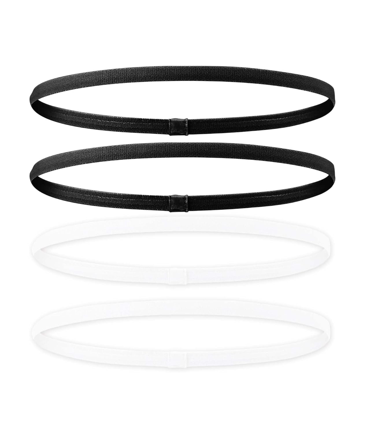4 PCS Hair Band for Men, Non-Slip Elastic Headbands for Women and Men, Sport Headbands for Gym, Running, Yoga, White and Black Set, Comfortable and Breathable Hair Accessories