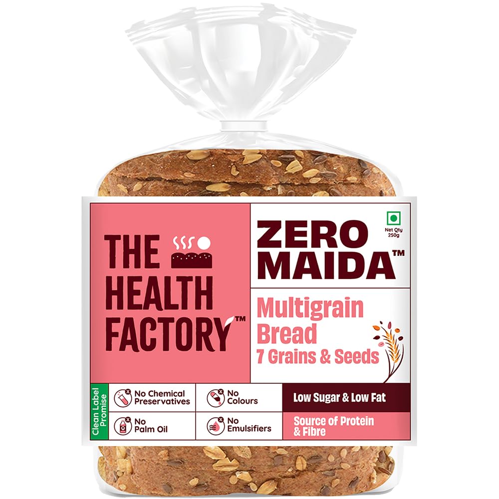 The Health Factory Zero Maida Super Multigrain Bread 250g | Clean Label, Not Brown The Health Factory Zero Maida Super Multigrain Bread 250g | Clean Label, Not Brown
