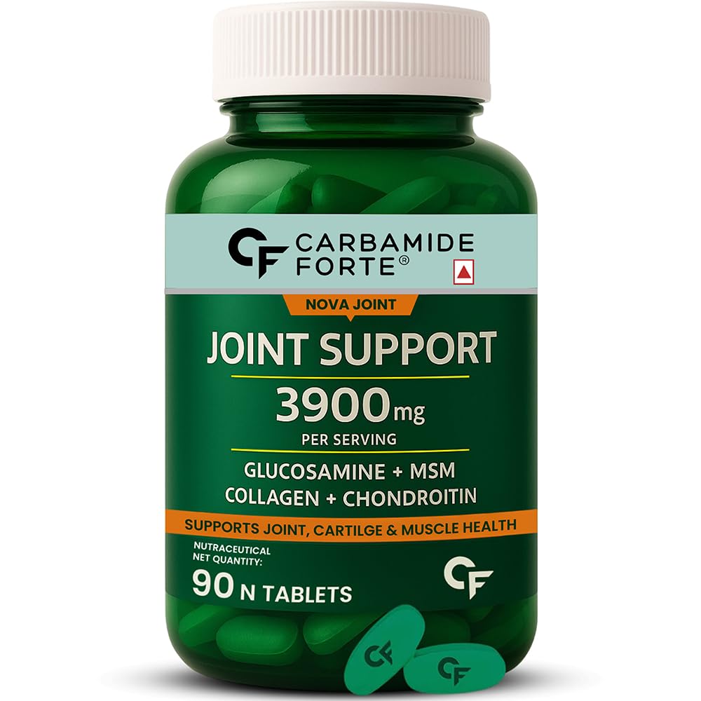 Carbamide Forte Glucosamine Tablets For Joint Support Supplement with Collagen & Glucosamine Chondroitin MSM | Joint Cartilage Support & Muscle Health | Joint Pain Tablets – 90