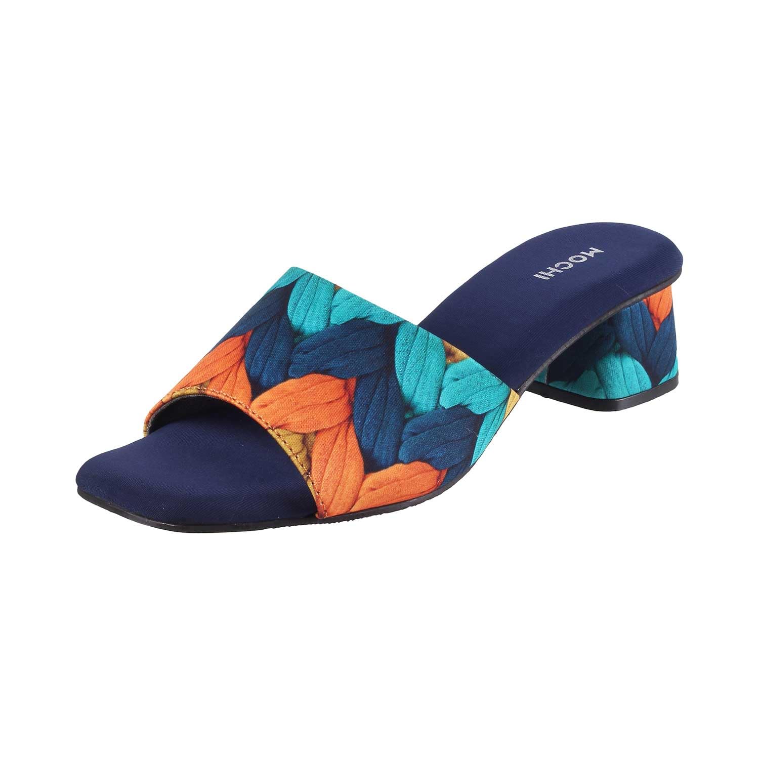 Mochi Women’s Block Heel Multicolour Detail Fashion Sandal