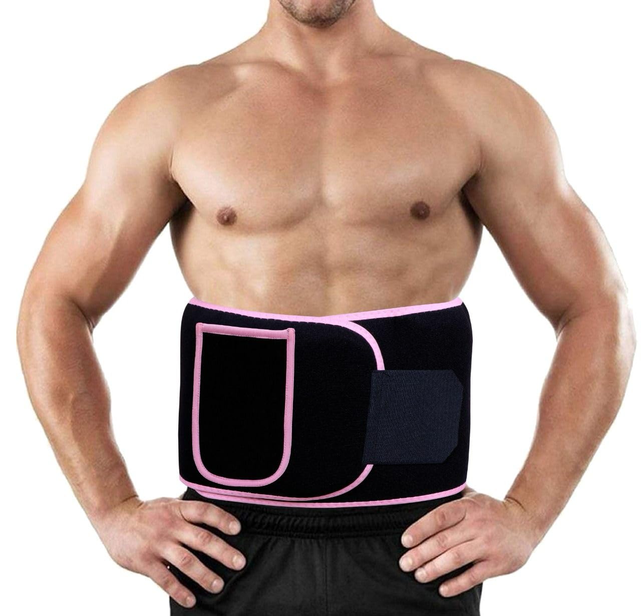 ANSHI Advanced Fitness Slimming Belt | Adjustable Sweat Waist Trainer for Men & Women | Back Support, Weight Loss, Tummy Control, Workout, Gym, Home Exercise, Body Shaper Belt Black