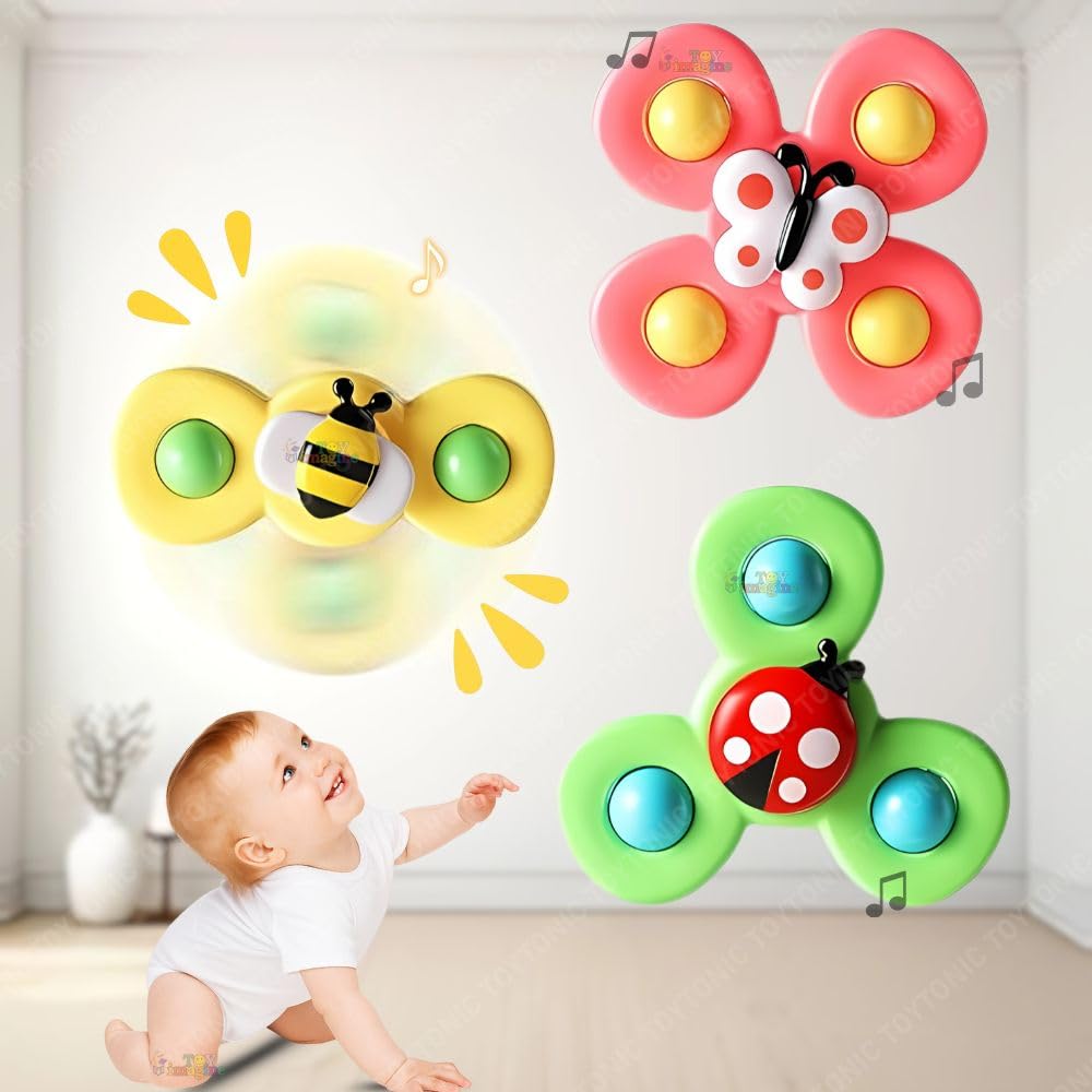 Toy Imagine Insect-Themed Suction Spinner Toys for Babies & Toddlers – Fidget Toys for Kids 0 to 5 Years – Travel-Friendly Baby Toys (Insect-Themed-2)