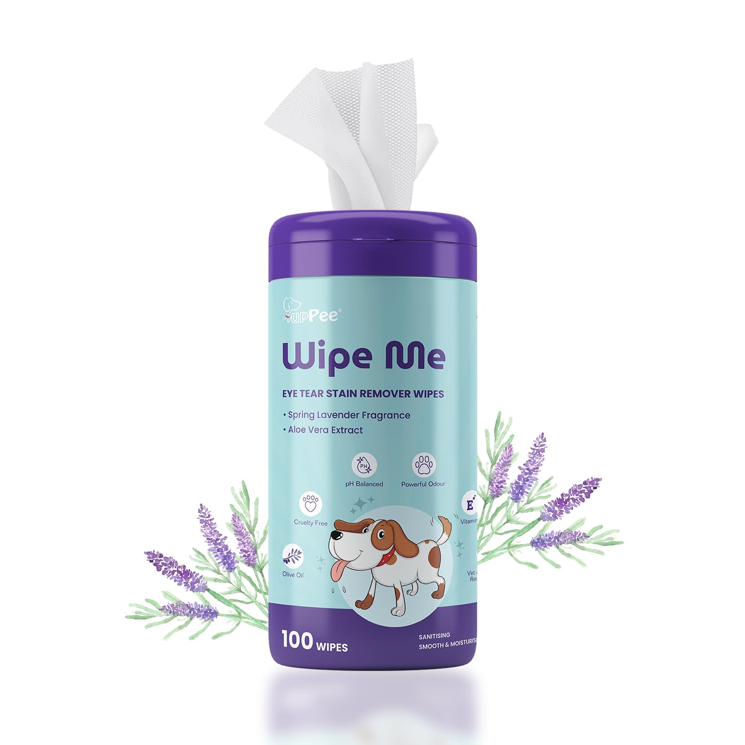 100 Count Pet Wipes for Cleaning Eye Tear Stain | Anti-Bacterial Pet Wipes for Dogs & Cats | 100% Biodegradable | Cleansing, Deodorising & Grooming Wipes | Vitamin E & Olive Oil