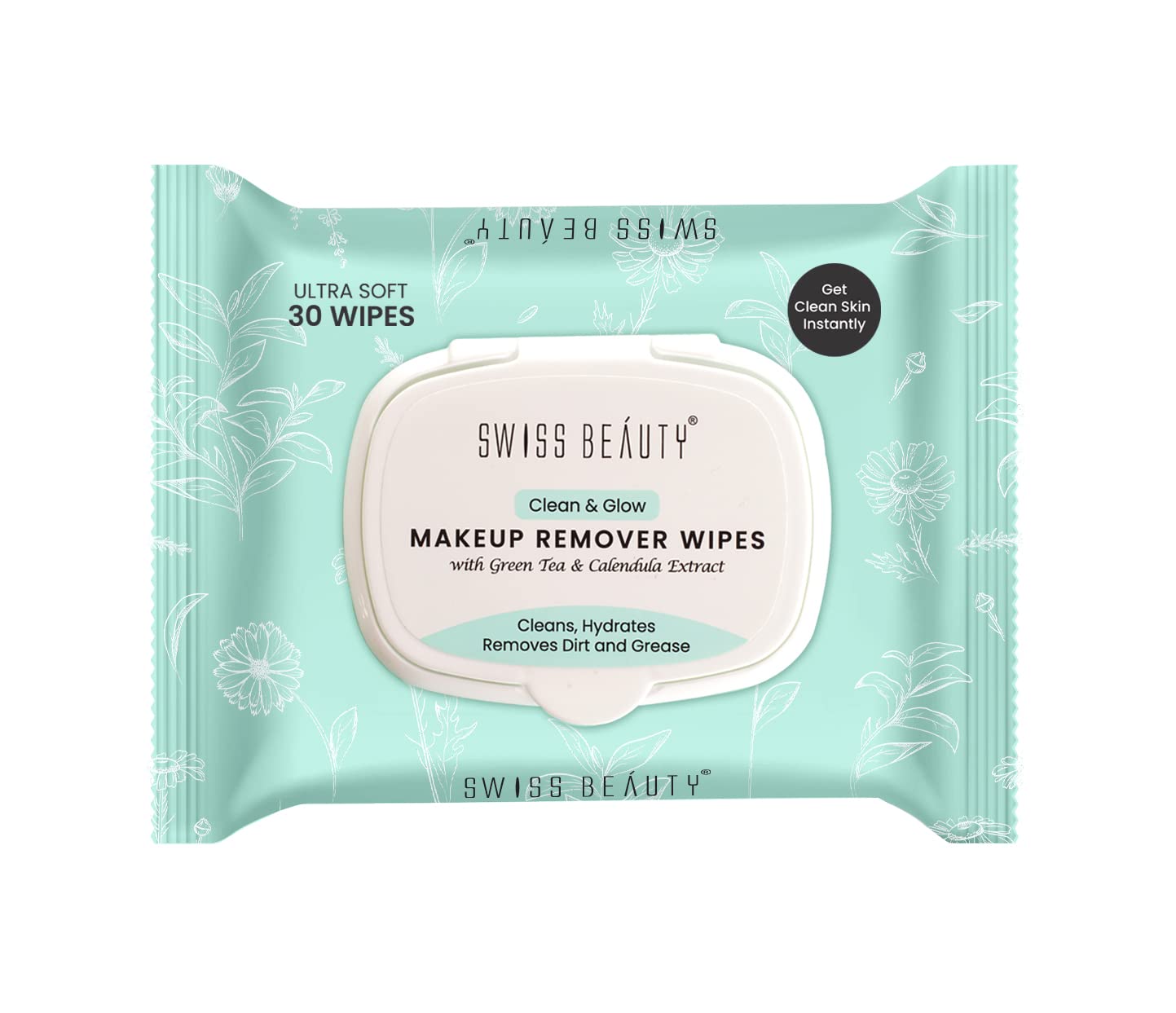 Swiss Beauty Clean & Glow Makeup Remover Wipes | With Green Tea And Calendula Extracts| Cleansing And Hydrating Facial Wipes| 30 Wipes Swiss Beauty Clean & Glow Makeup Remover Wipes | With Green Tea And Calendula Extracts| Cleansing And Hydrating Facial Wipes| 30 Wipes