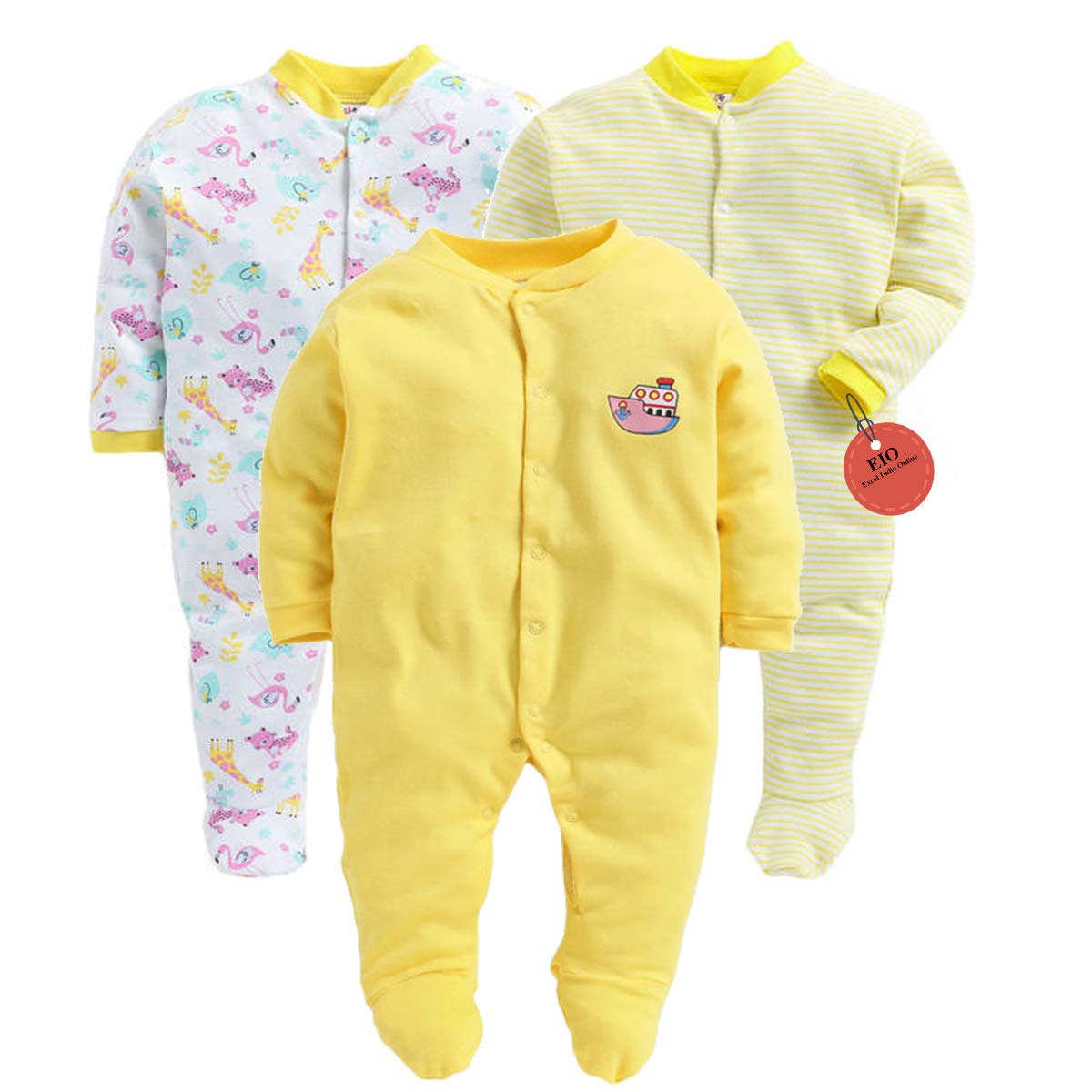 EIO® 100% Cotton Rompers Sleepsuits Jumpsuit Night Suits for Infants Newborn Baby Boys & Girls EIO® 100% Cotton Rompers Sleepsuits Jumpsuit Night Suits for Infants Newborn Baby Boys & Girls
