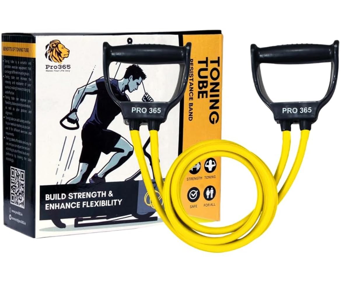 PRO365 Resistance Band 30 Kg | Compound Solid Handles | Double Toning Tube | 6 Months Warranty | Toning Bands | Exercise Bands | Home Gym Bands | Physiotherapy Equipment
