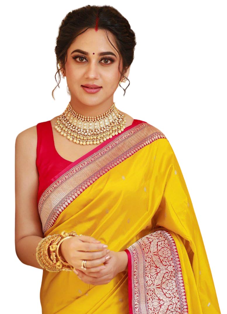 C J Enterprise Women’s Banarasi Saree Pure Kanjivaram Style Silk Saree With Blouse Piece for Wedding (Pari134)