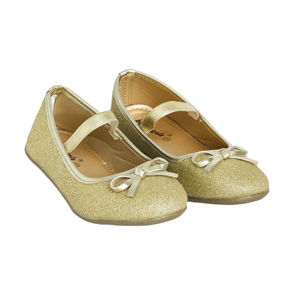 Hopscotch Baby Girls Synthetic/PU Glitter Embellished Ballerinas in Gold Color Hopscotch Baby Girls Synthetic/PU Glitter Embellished Ballerinas in Gold Color