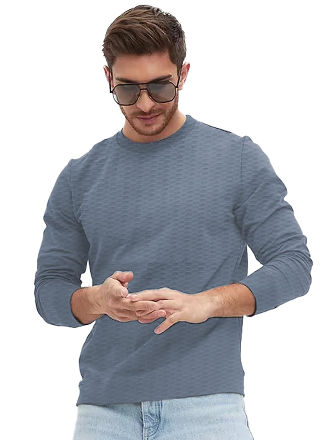 LEOTUDE Regular Fit Cottonblend Full Sleeve Printed Men’s T-Shirt (Color Maroon)