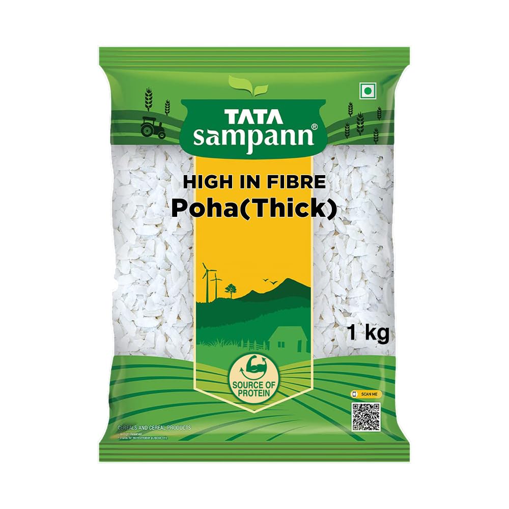 Tata Sampann, High in Fibre Poha(Thick), 1kg Tata Sampann, High in Fibre Poha(Thick), 1kg