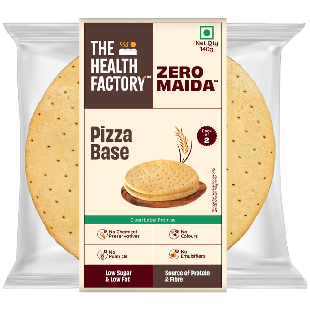 The Health Factory Zero Maida Pizza Base 140g (2Pcs) | Clean Label, Not Brown