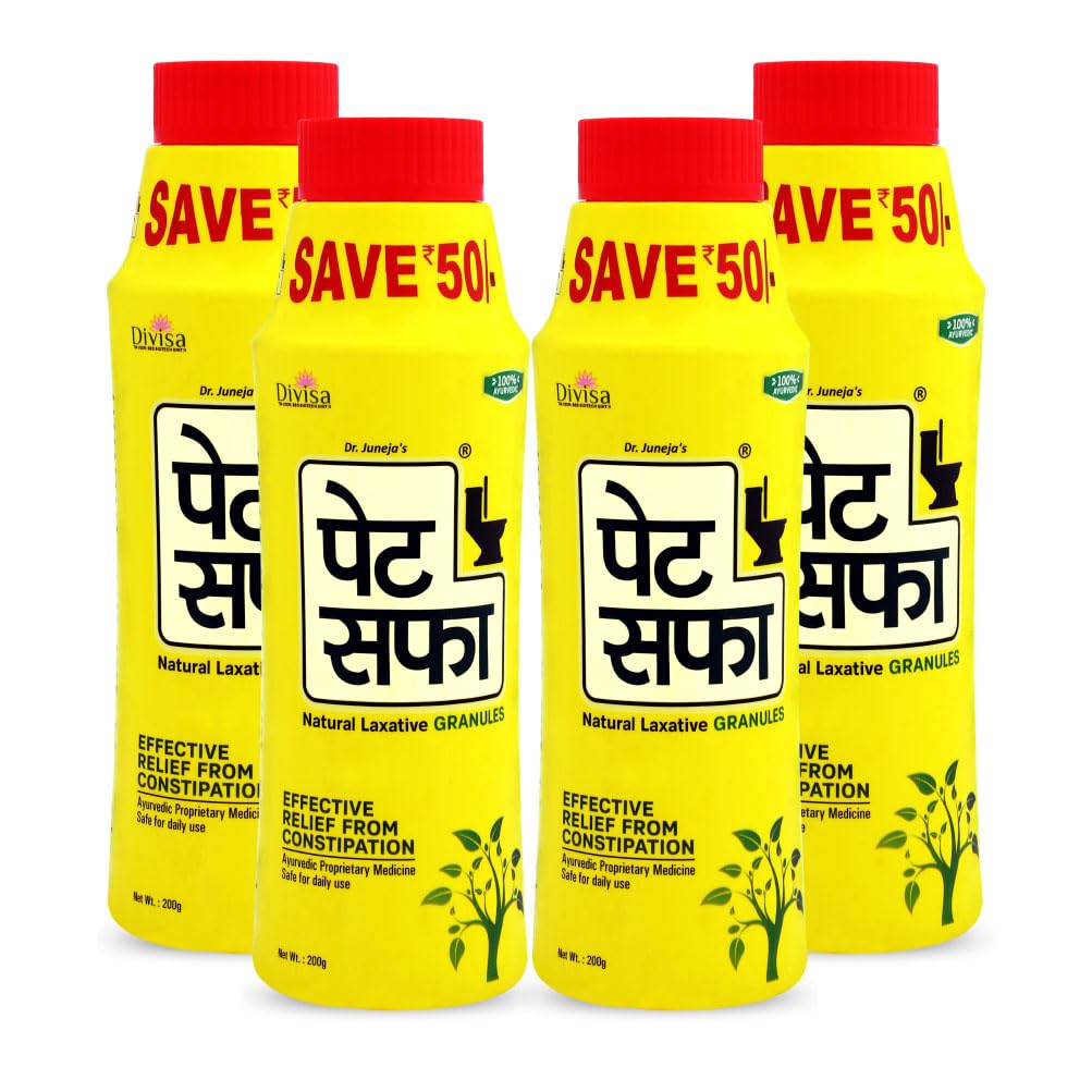 Pet Saffa Granules | Natural Laxative | Constipation Relief | Relief from disgetive problems like Acidity, Gas & Bloating – 200g (Pack of 4)