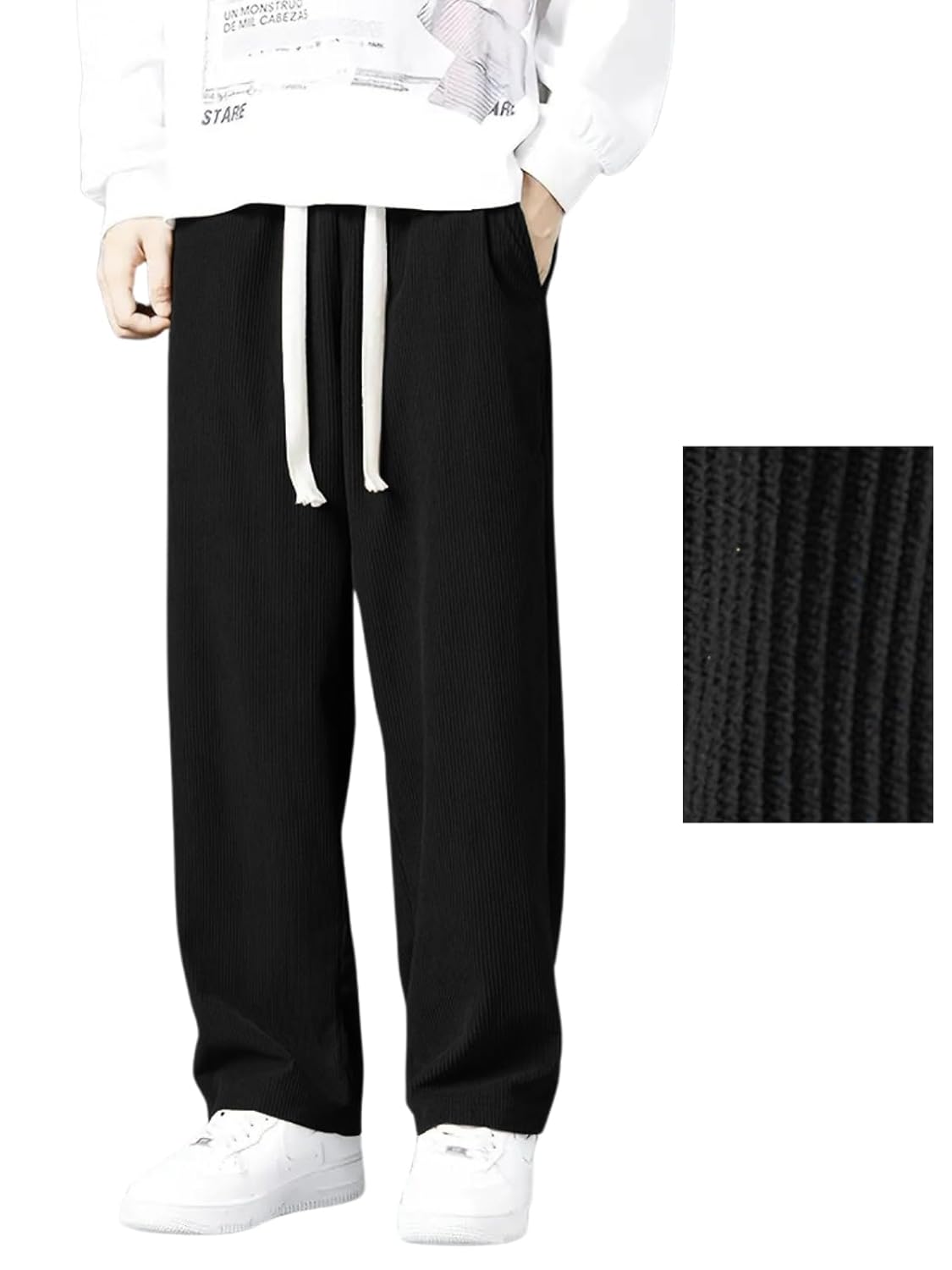 GRECIILOOKS Lycra Track Pants for Men – Stretchable Loose Fit Gym Joggers | Korean Style Workout | Loose Mid Rise Trouser (Available in Plus Size)