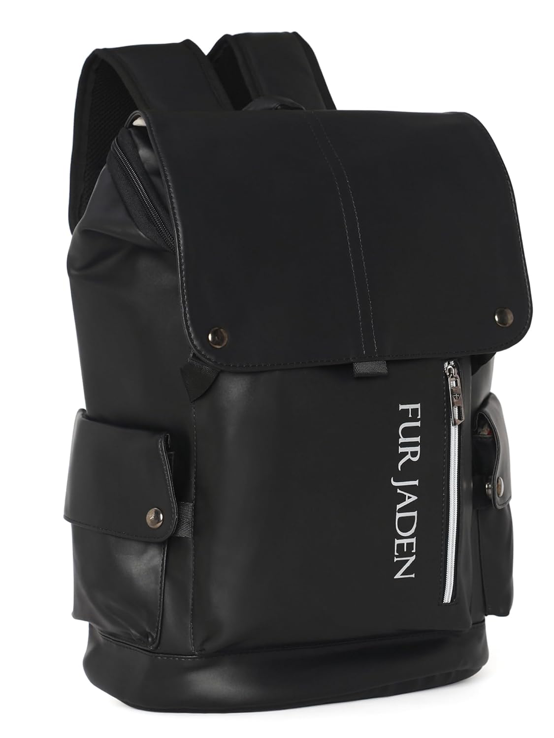 FUR JADEN Vegan Leather Stylish Casual Laptop Backpack For Men Women College Office Professionals