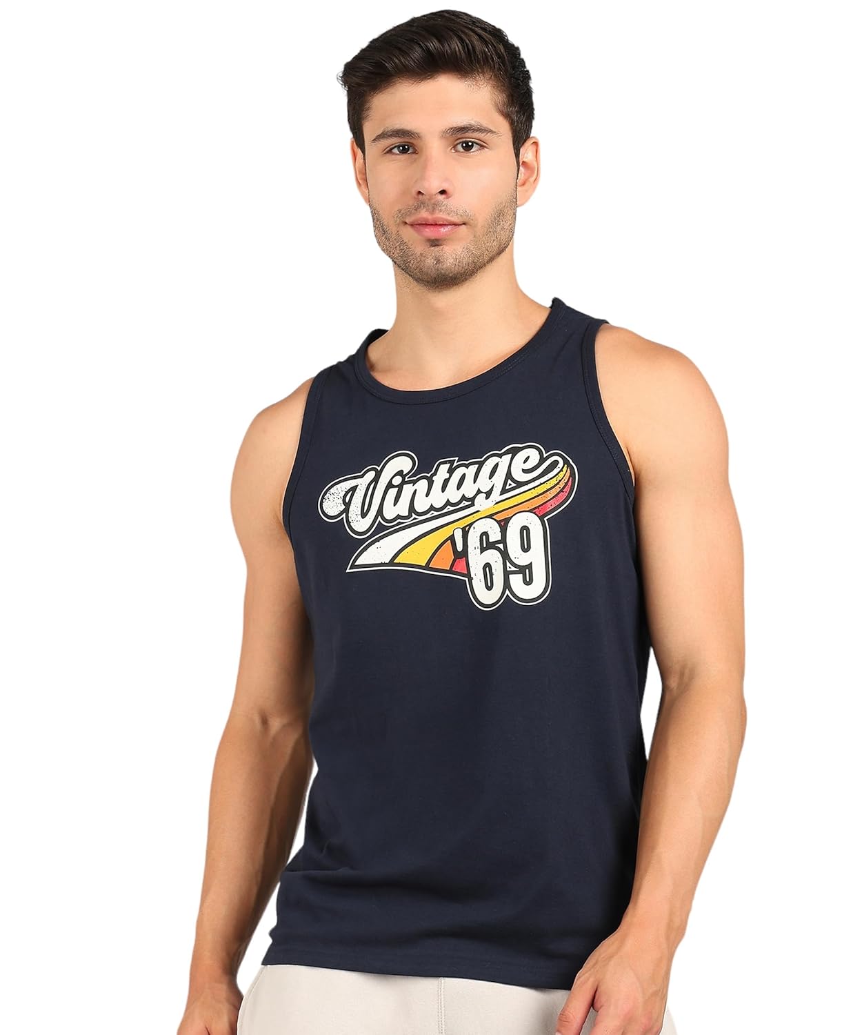 Alan Jones Clothing Men Cotton Printed Sleeveless T-Shirt | Regular Fit | Casual, Beach & Lounge Wear | Tank Top for Summer Alan Jones Clothing Men Cotton Printed Sleeveless T-Shirt | Regular Fit | Casual, Beach & Lounge Wear | Tank Top for Summer