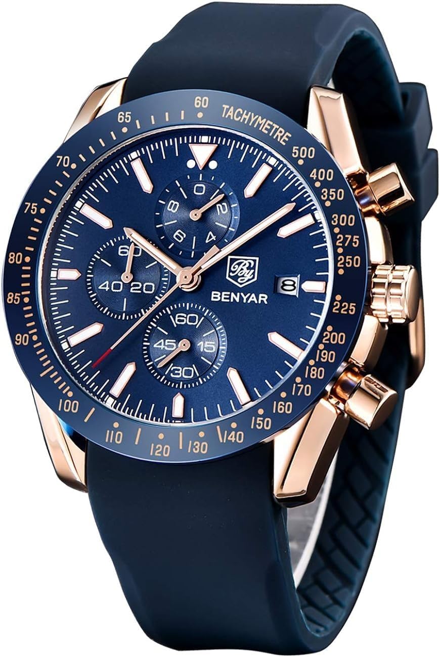BENYAR Men’s Luxury Chronograph Watch – Business, Casual | Quartz Movement with Date Display | Stylish Wristwatch | Gift for Men