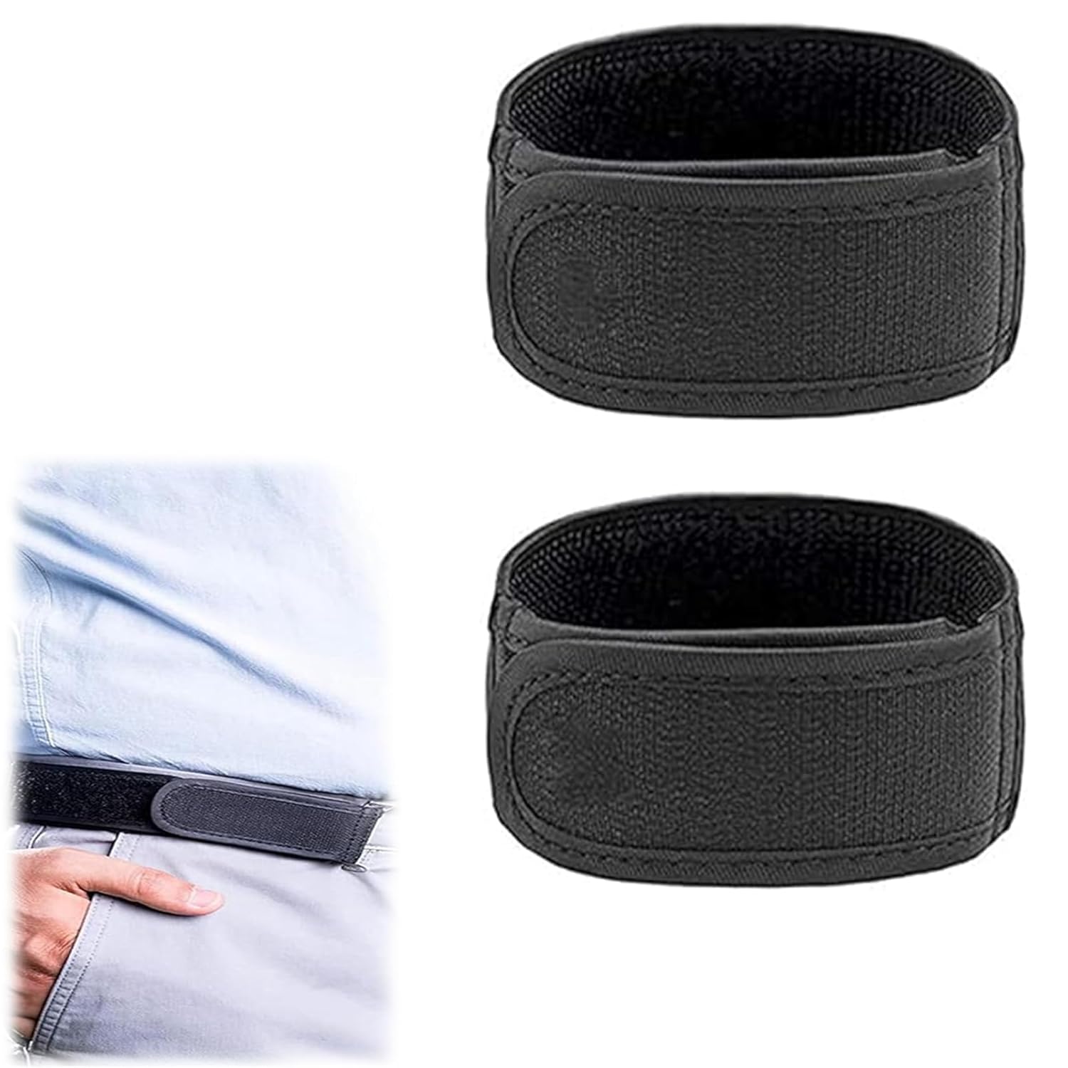 squishy 2 Pcs Elastic Belt For Men, Adjustable No Buckle Belt, Cloth Belt For Men, Breathable Comfort Waistband For Travel And Wear, Black