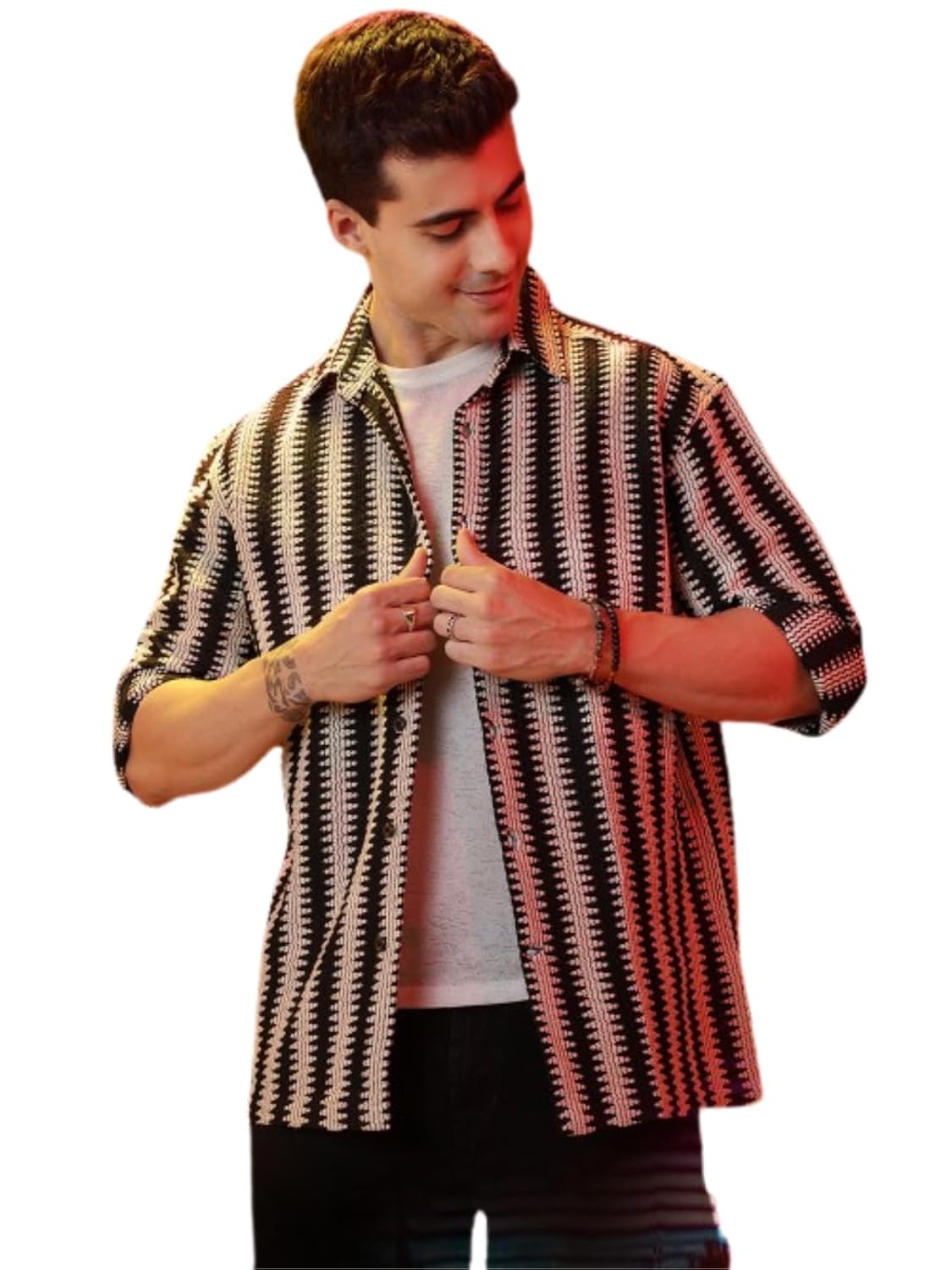 GRECIILOOKS Men’s Polycotton Regular Fit | Casual Stylish | Crochet Formal Shirt for Men | Trendy Shirts